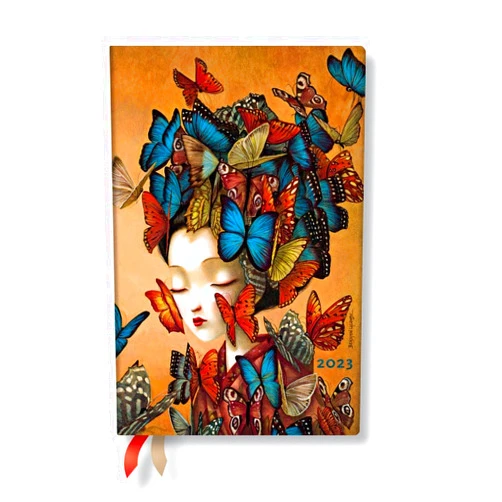 Paperblanks 12-Month Flexi Planners 2023 Madame Butterfly | Horizontal | Mini (95 × 140 mm)