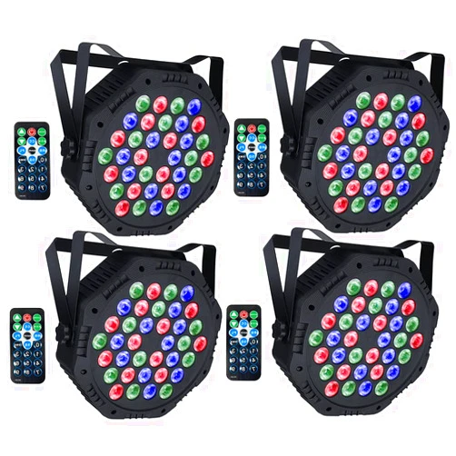 Oultia Stage Lights 36 RGB LED DJ Par Lights DMX & Remote Controlled Sound Activated with Uplights for Wedding Birthday Party Club Stage Lighting-4 Pack (RGB-4)