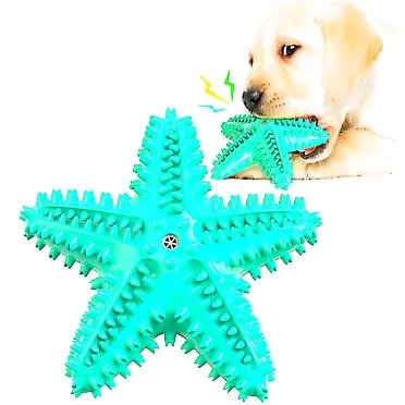 DockMoor Dog Starfish Chew Squeaky Molar Stick for Small Medium Chewer Toothbrush Floating on Water Interactive Toy Blue