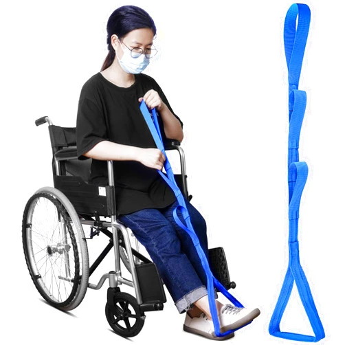 Hirritale 42 Inch Long Leg Lifter,Leg Lifter After Hip Replacement All Over with Aluminum Rod, Hip Kit for Seniors Total Hip Replacement Prime Large Rigid Foot Loop &Sturdy Multiple Handles(Blue)