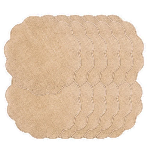 Noctiflorous Round Burlap Placemats Set of 12 Jute Rustic Place Mats for Dining Table Heat Resistant Natural Farmhouse Table Mats Decor (Wave Rim)