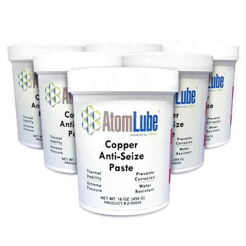 AtomLube Copper Anti-Seize Paste | High Temp Assembly Lube for Threaded Fasteners & Fittings | High-Performance Anti Rust Lubricant, 1 Pound Jar (6 Pack)
