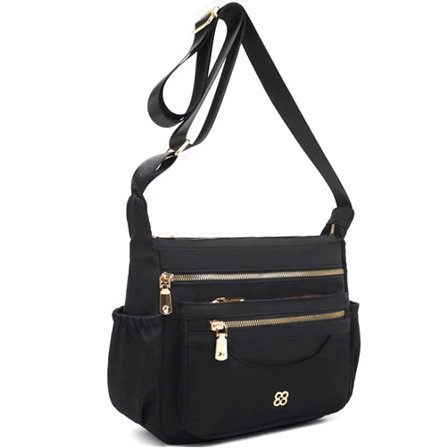 CAAORDKSO Messenger Bag for Women Nylon Waterproof Shoulder Purse Crossbody Bag Lightweight Travel Bag with Multiple Pockets