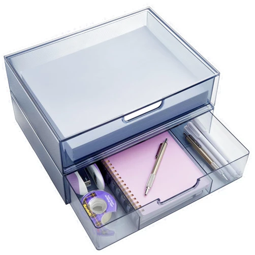 STORi STAX Plastic Stackable Organizer Drawers (Set of 2) Classic Grey | 12.5