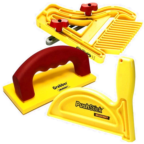 Milescraft 7334 Safety Bundle - Includes FeatherBoard, PushStick and Free Grabber Push Block (1-Pack)