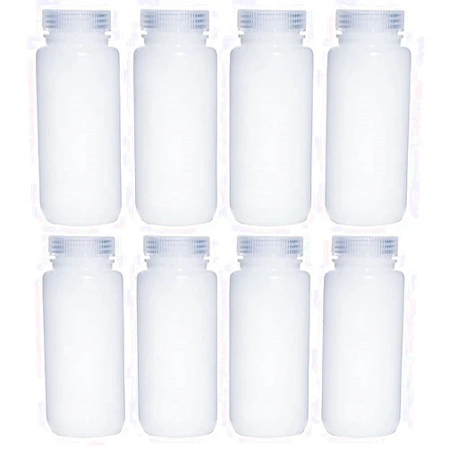 LUERFLEX 500ML 16OZ Nature Wide Mouth HDPE Plastic Reagent Bottles with Caps Pack of 8