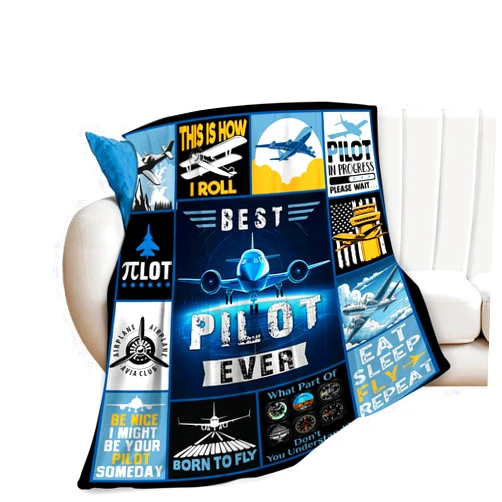 Banonaty Airplane Blanket Pilot Plane Throw Blanket Cozy Fleece Flannel Plush Bedding Aviation Gifts for Pilots Men Women Lover Boys Girls Teen for Couch Sofa Bed Decor 40