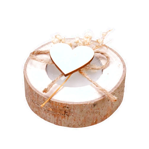Generic Wooden Tea Light Candle Holder Scented Log Candle Tealight Holders Bark Wooden Pillar Tree Stump Tea Light Succulent Plant Holder for Table Mother’s Day Home Decoration (White 3W*1H in)
