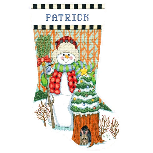 Design Works Crafts Woodland Snowman Counted Cross Stitch Stocking Kit