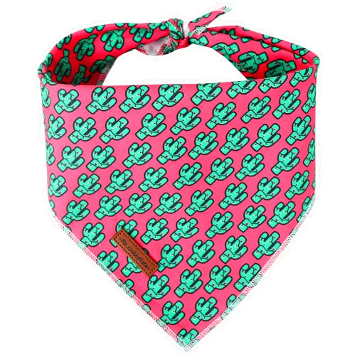 MR.CHUBBYFACE MR. CHUBBYFACE Pink Cactus Striped Dog Bandanas Reversible Triangle Bibs Scarf Accessories for Dogs Cats Pets S