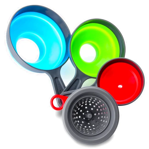 Dokpod Funnel with Strainer for Kitchen Use, Dokpod Funnels for Filling Bottles, Wide Mouth Canning Funnel, Funnel with Filter, Collapsible Kitchen Funnel, Silicone Funnel