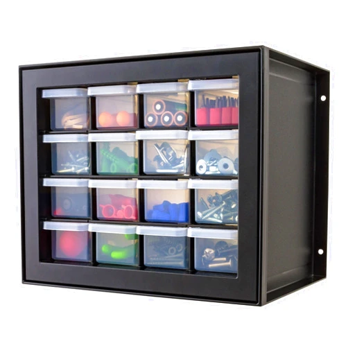 IRIS USA Screw Organizer, Hardware Storage Organizer, 16 Drawer Parts Cabinet, Plastic Drawer Storage for Hardware Crafts, Small Parts, Nuts, Bolts, Tool Organizer Storage, Scrapbook Art Hobby - Black