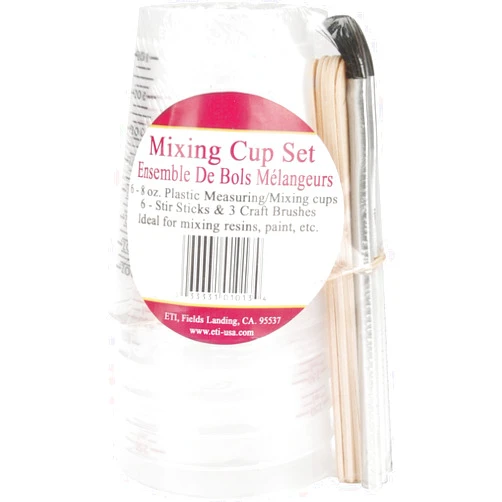 Environmental Technology EN01013 6 Stir Sticks3 Brushes Castin' Craft Mixing Cup Set, Clear