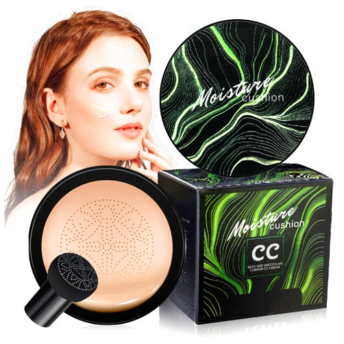 Dfjdskl Air Cushion CC Cream Mushroom Head Foundation - Moisturizing BB Cream Foundation, Long-Lasting Waterproof New Mushroom Head Air Cushion CC Cream Concealer for Even Skin Tone (Buff Beige, 1 PCS)