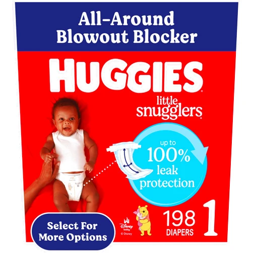 Huggies Size 1 Diapers, Little Snugglers Diapers, Size 1 (8-14 lbs), 198 Count (6 Packs of 33), Packaging May Vary