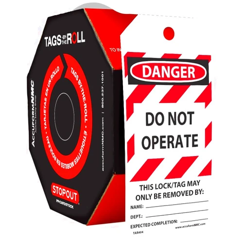 Accuform 100 Lockout Tags By-The-Roll, Danger Do Not Operate, US Made OSHA Compliant Tags, Tear & Water Resistant PF-Cardstock, 6.25