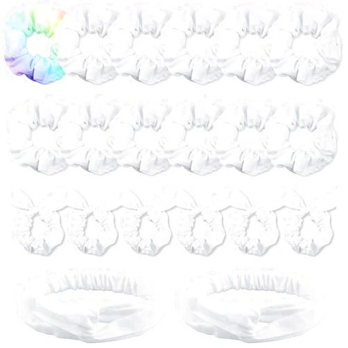 IVARYSS White Scrunchies for Tie Dye, DIY Cotton Bow Scrunchies, Headbands, 3 Kinds of Party Activities Hair Accessories for Girls and Women, 20 Pieces