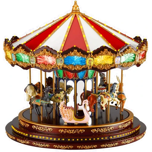 Mr. Christmas Marquee Deluxe Carousel Musical Animated Christmas Decoration, LED Lights, Plays 20 Songs, 15 Inch, Multi-Color