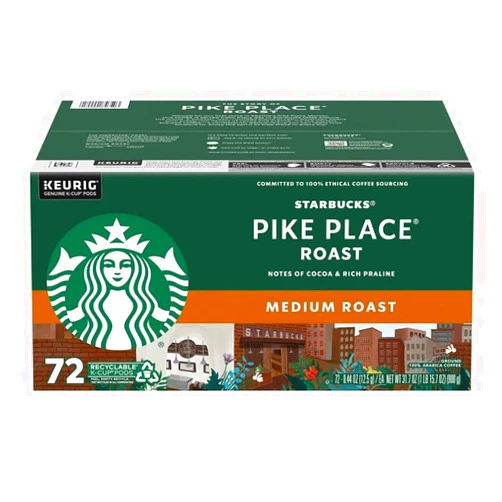 Starbucks Coffee K-Cup Pods, Pike Place,72 Count(Pack of 1)