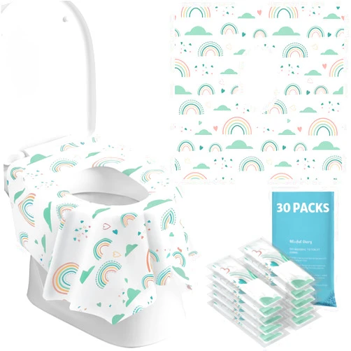 Blissful Diary 30 Pcs Toilet Seat Covers Disposable for Toddlers & Adults, Extra Large Waterproof, Portable Package for Travel, Kids Potty Training