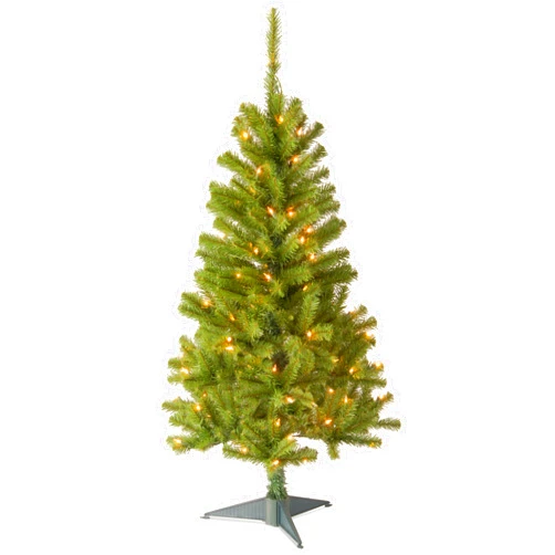 National Tree Company 4 ft Pre-Lit Grande Canadian Fir Mini Artificial Christmas Tree, 100 Clear Lights, 230 Tips, Includes Stand, Green