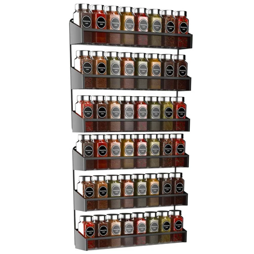 AULEDIO 2 Pack Spice Rack Organizer, 3 Tier Counter-top Stand or Wall Mounted Storage Rack Hanging Shelf for Kitchen Cabinet, Cupboard, Pantry Door Bathroom Shower Cosmetic (Black)