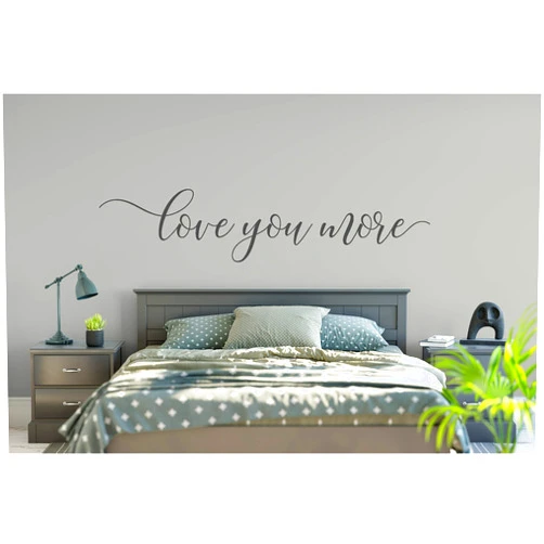 ABAK DESIGN Love You More Decal Wall Words Vinyl Lettering Bedroom Decor Room quote Vinyl Wall Decal