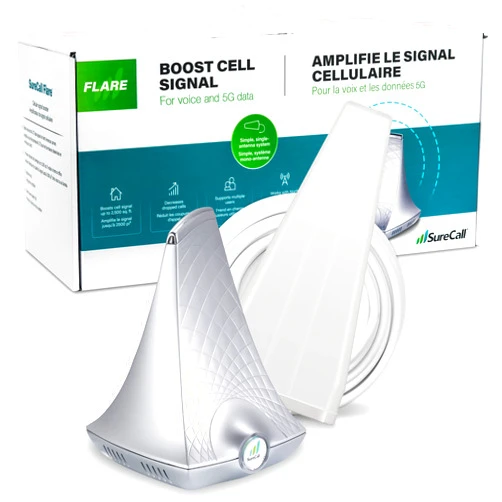 SureCall Flare 3.0 Cell Phone Signal Booster for Home & Office up to 3500 sq ft, Boosts 5G/4G LTE, Yagi Outdoor Antenna, Multi-User, Verizon AT&T Sprint T-Mobile, FCC Approved, USA Company
