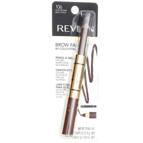 Revlon Brow Fantasy Pencil & Gel, Dark Brown [106], 1 ea (Pack of 3)