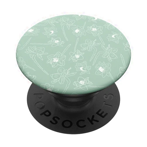 Patterns by M.Kokolo Tossed Sketched Daffodil Floral Pattern | Dusty Green PopSockets Swappable PopGrip