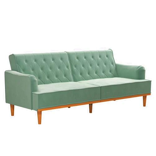 Mr. Kate Stella Vintage Convertible Sofa Bed Futon, Teal Velvet