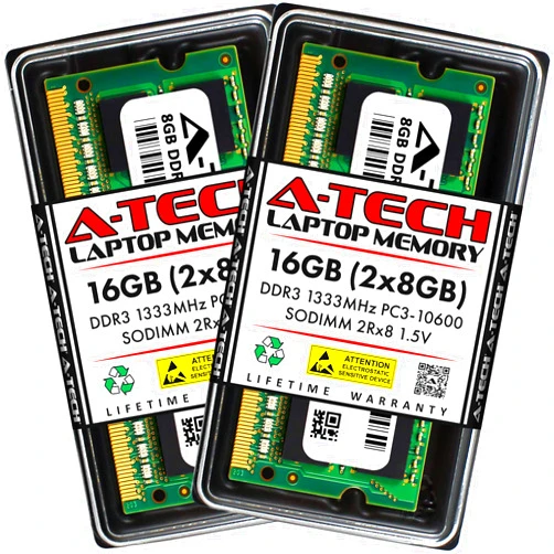 A-Tech 16GB Kit (2x8GB) RAM for Acer Aspire E5-573-35JA, E5-573-79MK, ES1-571-30XX, V3-771G-9809, V5-122P-0825, V5-122P-0869, V5-572G-6679 | DDR3 1333MHz PC3-10600 SODIMM 1.5V Non-ECC Memory Upgrade