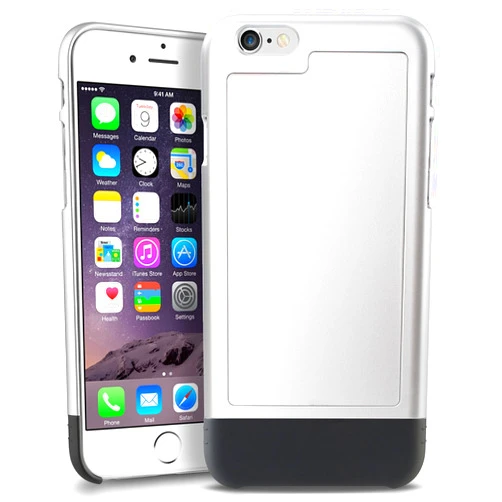 INSTEN TriTone Slim Hard Case Cover with Scratch Metallic Base for Apple iPhone 6 - Retail Packaging - Silver/Black