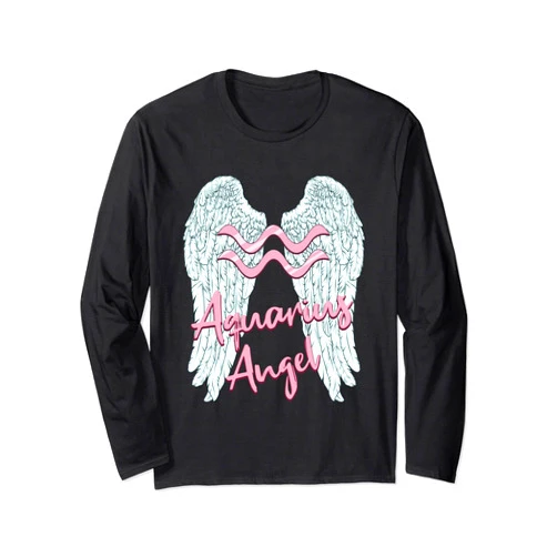 Aquarius Zodiac Sign Angel with Angel Wings Aquarius Angel Zodiac Sign with Angel Wings for Women Long Sleeve T-Shirt