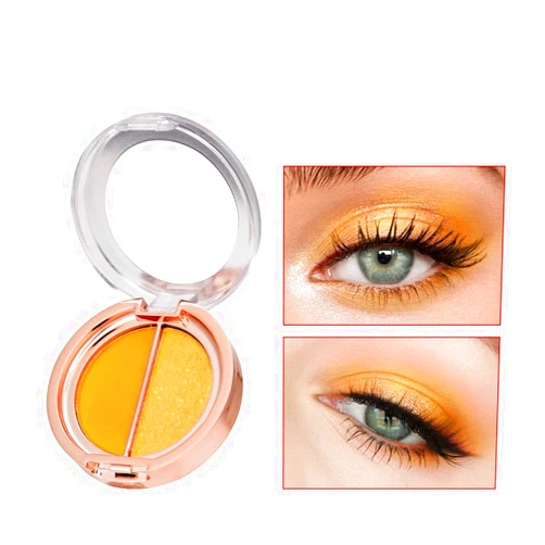 Timipoo Double color eye shadow, high pigment eye makeup palette, matte shimmer metal eye shadow powder, waterproof and durable color eye makeup (07#Sunrise yellow)