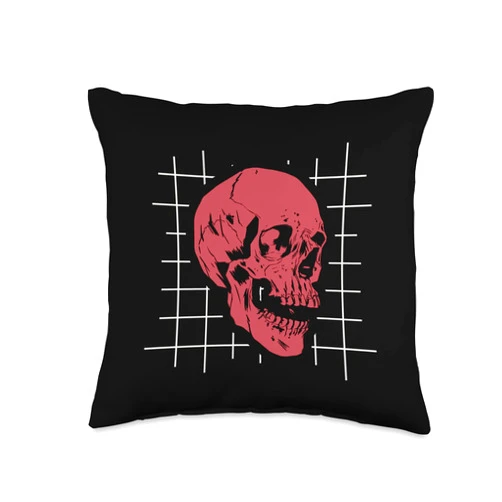 Japan lover streetart design Japanese Aesthetic Skull Throw Pillow, 16x16, Multicolor