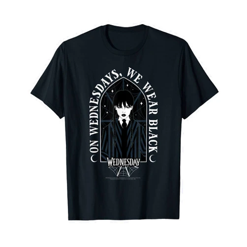 Wednesday On Wednesdays We Wear Black Goth Portrait T-Shirt