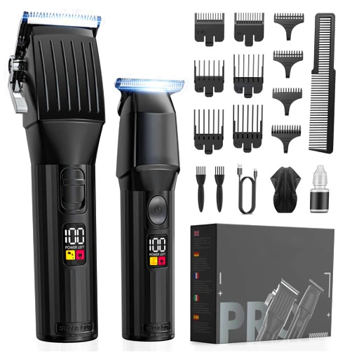 Solati Professional Hair Clippers for Men Cordless Trimmers Kit with LED Display Electric Beard Trimmer for Kid Cordless Beards Trimmer Haircut Grooming Kit Gift for Men Women Barber Kids (Black)