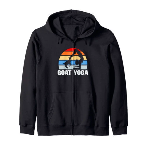 Goat Yoga Pose Girl Cute Pet Farm Animal Fitness Women Sport Zip Hoodie