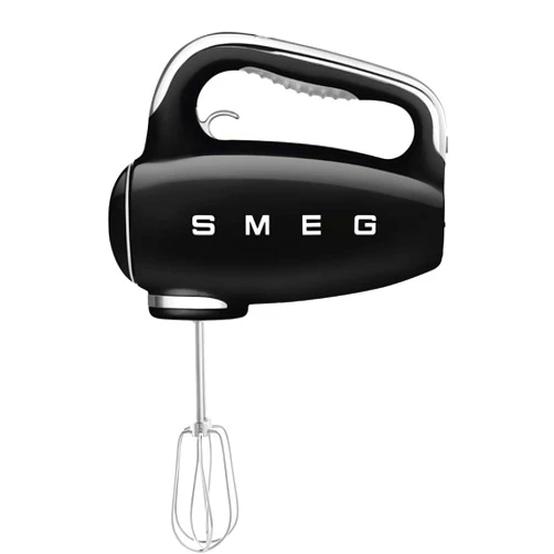 SMEG Black 50's Retro Style Electric Hand Mixer with Set of Beaters, Set of Dough Hooks and Set of Whisks