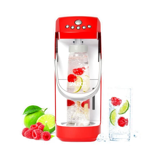 SPÄRKEL Spärkel Beverage System | Cherry Red Sparkling Water Maker | No CO2 Tank Needed | Carbonated Water Machine that Uses Fresh, Natural Ingredients | Soda Streaming Machine | 5 Unique Carbonation Levels