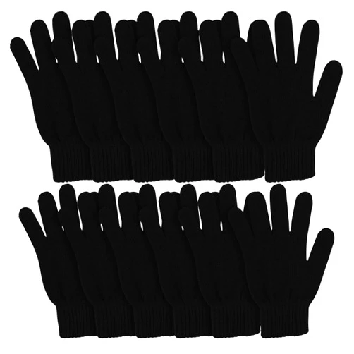 Winterlace Winter Magic Gloves, 12 Pairs Stretchy Warm Knit Bulk Pack Mens Womens