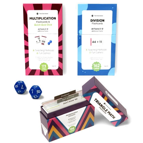 Think Tank Scholar Ultimate Multiplication & Division Math Mastery Flash Cards Bundle: 711 Multiplication & Division Equations (All Facts 0-12) for Engaging 3rd-6th Grade Learning - Color-Coded, Graphic Illustrations