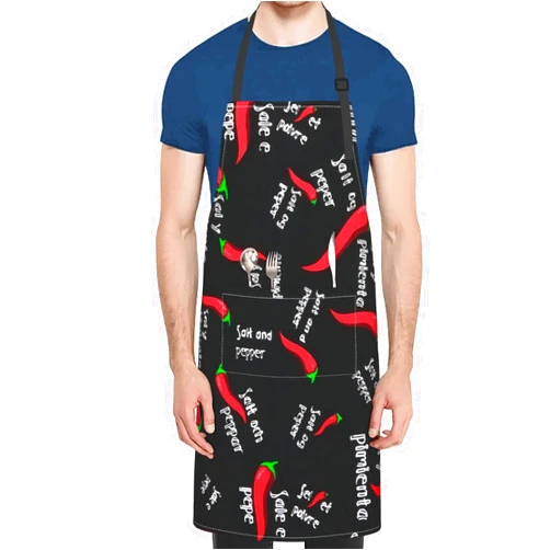 YIBEIKJ Chili Pepper Funny Apron with 2 Pockets Unisex Waterproof Kitchen Bib Adjustable Neck for Cooking Gardening Drawing