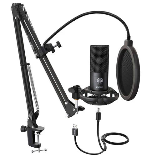 FIFINE Studio Condenser USB Microphone Computer PC Microphone Kit with Adjustable Boom Arm Stand Shock Mount for Instruments Voice Overs Recording Podcasting YouTube Vocal Gaming Streaming-T669