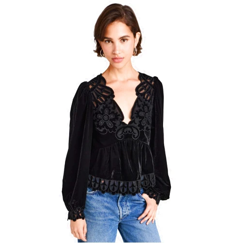 Sea Women's Dana Embroidery Velvet Top