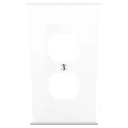Leviton Direct Size, White Leviton PJ8-WM 1-Gang Duplex Receptacle Wallplate, Midway, Thermoplastic Nylon, Device Mount, 10 Pack