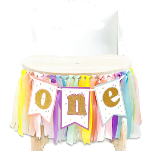 QIANGDAGSI Rainbow High Chair Banner For 1st Birthday - Boho Rainbow One High Chair Banner,Rainbow Banner For Birthday Party,Pastel Rainbow High Chair Banner,High Chair Banner First Birthday Girl