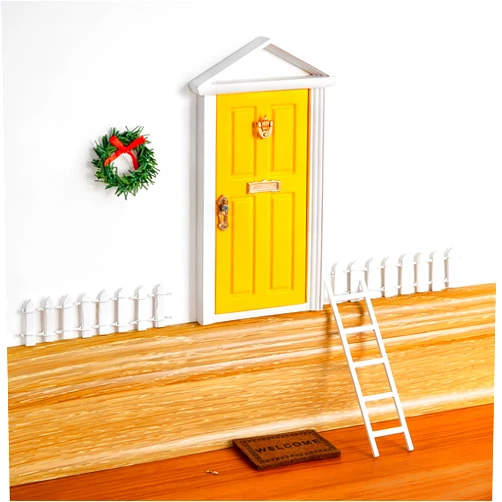 Blminiatures Wooden Yellow Fairy Door - Miniature Elf Door…