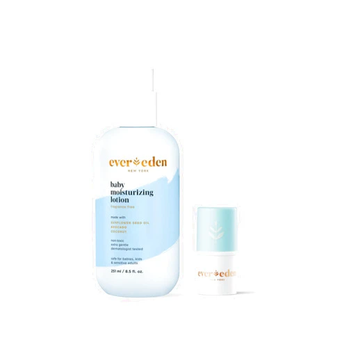 Evereden Fragrance Free Baby Moisturizing Lotion, 8.5 fl oz & 1.7 oz & Baby Lip Balm, 0.13 oz | 2 Item Bundle Set | Clean Baby Care